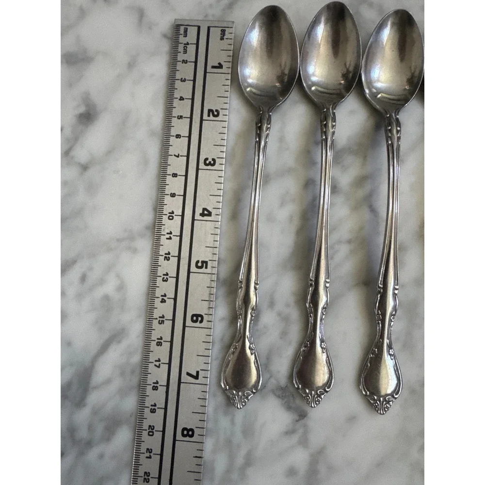 Towle Winter Rose Stainless Iced Tea Spoons Set of 4 Supreme Cutlery Japan 7.5
